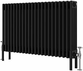 Warmehaus Traditional Cast Iron Style Black 4 Column Horizontal Radiator 600x1010mm Central Heating Space Saving Radiators