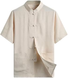 ZooBoo Chinese Clothing Tang Suit - Kung Fu Short Sleeve Shirt for Men