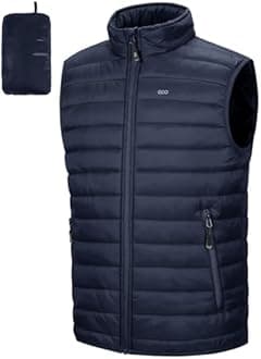 33,000ft Men's Lightweight Gilet, Packable Quilted Puffer Padded Vest Outerwear, Body Warmer Windproof Sleeveless Jacket for Golf Running Hiking Horse Riding