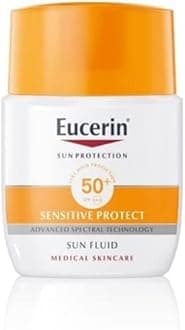 Eucerin Sensitive Protect Sun Fluid Mattifying Sun Cream SPF 50+ 50ml, Sun Protection Face Cream for Sensitive and Oily Skin, High UVA/UVB Defence, Water-Resistant Sunscreen with Glycyrrhetinic Acid