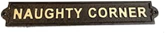 SUREG Funny Cast Iron Wall Plaque Home Office Mancave Decoration Various Designs (Naughty Corner)