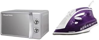 Russell Hobbs RHMM701S 17 Litre 700 W Silver Solo Manual Microwave with 5 Power Levels & Supreme Steam Iron, Powerful vertical steam function