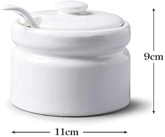 WM Bartleet & Sons 1750 T259 Traditional Porcelain Sugar/Jam/Mustard Pot with Lid & Spoon 10cm – White