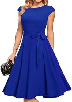 DRESSTELLS Women's Cocktail Dresses, Formal Wedding Guest Church Modest Party Prom Dress 2025, Royalblue, Medium