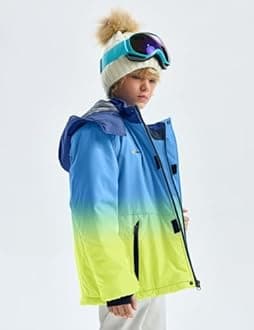GEMYSE Boy's Waterproof Ski Snow Jacket Hooded Fleece Windproof Winter Jacket