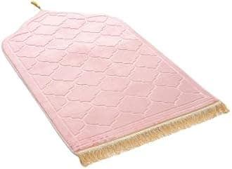 JE JOUE Prayer Rug Muslim Mat Islamic - Thickening Sponge Muslim Rug for Men Women Eid Travel Ramadan, Soft Luxury Great for Knees and Forehead （Pink）
