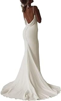 Miao Duo Womens Ivory Modest Spaghetti Straps Mermaid Wedding Dress Plus Size Wedding Dress Satin Bridal Gown Ivory 26W