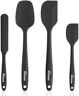 NileHome Silicone Spatula Set, Food Grade Rubber Spatula High Heat-Resistant Premium BPA-Free One Piece Seamless Design Cooking Spatulas Dishwasher Safe BPA-Free 4 pack (Black)