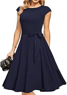 DRESSTELLS Cocktail Dress for Woman 2023, Christmas Party Holiday Dresses, Formal Wedding Guest Dress, Navy, Small