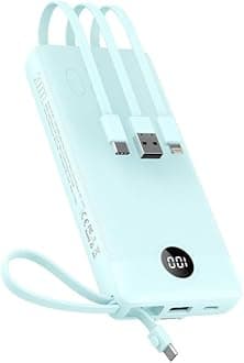 VEEKTOMXPortable Charger with Built-in Cables, 20000mAh Power Bank for iPhone, Fast Charging USB C Battery Pack, Travel Essentials Powerbank Compatible with iPhone, Samsung, Android, etc