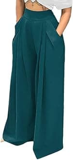 Womens Palazzo Long Pants High Waist Wide Leg Stretchy Loose Fit Casual Trousers with Pocket