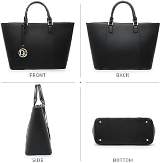 Dasein Large Tote Bags Vegan Leather Purses and Handbags for Women Top Handle Ladies Shoulder Bags Satchel Hobo 2pcs Set Black