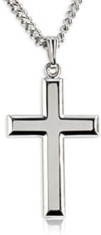 Sterling Silver Men's Cross Necklace - Made in USA, High Polish Pendant for Daily Wear and Meaningful Religious Present for Holidays and Special Occasions with Various Chain Sizes