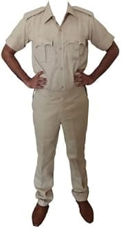 REGALIA Men's Security Guard Uniform (Khaki Shirt - Khaki Trouser/Pant) with Complete Accessories Set & Labels (Waist 28 Inch), EACH