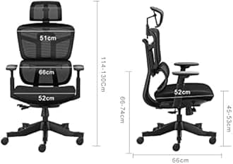 Hbada E8 Ergonomic Office Chair Elastic Adaptative Adjustment Back Lumbar Support Computer Chair High-Density Breathable Mesh Desk Chair with 115° Rocking,Black