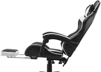 Gaming Chair Ergonomic Computer Chair Office Chair Desk Swivel Chair Adjustable Reclining Footrest Cushion White/Black New!