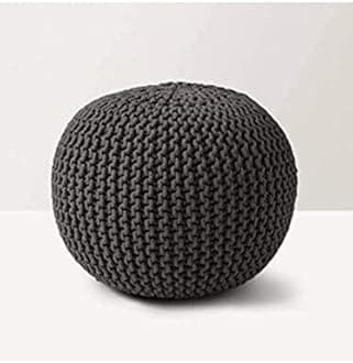 Pouf for Living Room Sitting Round Ottoman Bean Filled Stool for Foot Rest Home Furniture Rope Twisted Brown Bean Bag - (Pack of 2)