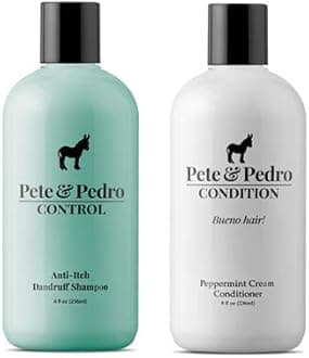 Pete and Pedro Control and Conditon Combo | Extra-Strength Dandruff & Anti-Itch Medicated Coal Tar Peppermint Shampoo Plus Restorative Peppermint Conditioner {Featured on Shark Tank}