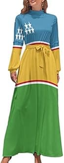 TAIZIYEAH Long Dress Elegant Casual Long Dress Karakalpakstan Flag Girls Summer Sunshine Beach Skirts for Womens M