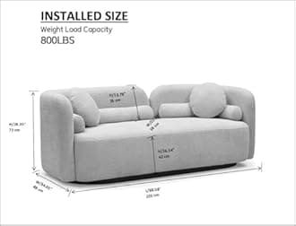 88.58" Beige Modern Curved Sofa Couch, Japandi Style Boucle Sofas, Minimalist Comfy Couches for Living Room Apartment Boucle Teddy Fabric Solid Wood Frame with 2 Pillows and Cushions