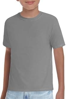 Haloumoning Boys T-Shirts Kids Short Sleeve Crewneck Solid Basic Tees Casual Tops 5-14 Years