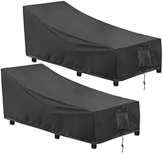OutdoorLines Outdoor Waterproof Patio Chaise Lounge Chair Cover - UV Resistant Lounger Covers Heavy Duty Weatherproof Patio Sofa Furniture Covers, 2 Packs, 64Wx28Dx30H Inches, Black
