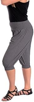 Womens Shorts Cropped Harem Pants 3/4 Baggy Ali Baba Yoga Trousers Stretch Leggings 8-26