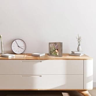 Califortree 5x5 Small Shadow Box Picture Frame with Soft Linen Back - Metal Push Pins Included, Memory Shadow Box Display Case for Bouquet Awards Medals Wedding Photos and More, Rustic Brown