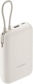 Xiaomi Power Bank 10000mAh with USB-C fast charging, 22.5W max ultraportable, triple device compatibility (iPhone/Samsung/AirPods), USB-C input & output, airline approved, Tan.