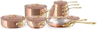Mauviel M'200 B 2mm Polished Copper & Stainless Steel 14-Piece Cookware Set With Bronze Handles, Made In France