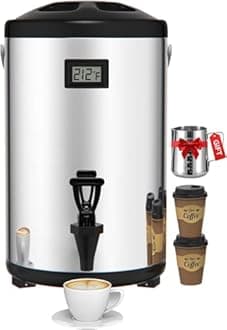 Insulated Beverage Dispenser 2.2 Gallon - Thermal Hot Beverage Dispenser, Stainless Steel Hot and Cold Drink Dispenser with Spigot for Hot Water Coffee Chocolate Tea Cold Milk Cocoa