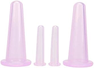 BWESOO 4Pcs Massage Cupping Set Silicone Mini Facial Cups Face Massager Helper Skin Care Neck Back Eyes Massaging Cup Safe to Use, Don't Worry About Burns Health Care Products (Purple)