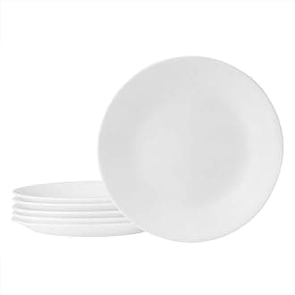 Vitrelle 6-Piece Salad Appetizer Plate Set Triple Layer Glass and Chip Resistant, 6-3/4-Inch Lightweight Round Plates, Winter Frost White