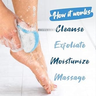 Spongeables Pedi-Scrub Foot Buffer, The Soap is in the Sponge, Contains Tea Tree Oil, Foot Exfoliating Sponge with Heel Buffer and Pedicure Oil, 20+ Washes, Fresh Linen Scent, 2 oz Sponge, Pack of 1