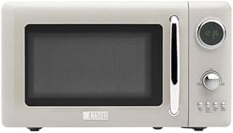 Haden 700 Watt 0.7 Cubic Foot Microwave Oven with Digital Controls, Defrost, and Instant Start Countertop Small Appliance, Putty/Chrome