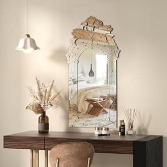 KOHROS Wall Mounted Squared Mirror, Venetian Mirror Decor for The Living Room, Bathroom, Bedroom (W 20" X H 39.5" Square)