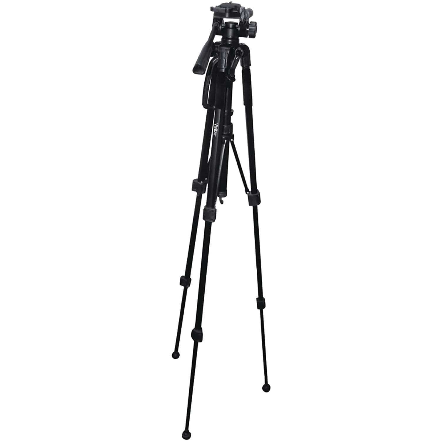 Vivitar 57-Inch Tripod, Three Way Fluid Pan Head, Quick Release Mount, Supports up to 5 Pounds of Weight, VIV-VPT-2457, Black,standard