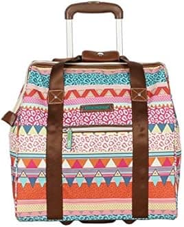 Lily Bloom Designer Under The Seat Tote Cabin Luggage Collection - 15 Inch Patterned Carry on Bag for Women - Lightweight Suitcase with 2 Rolling Wheels