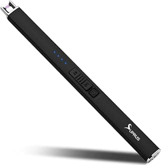 Electric Arc Windproof Flameless USB Lighter Rechargeable Lighter with Safety Lock for Candle BBQ Camping Black