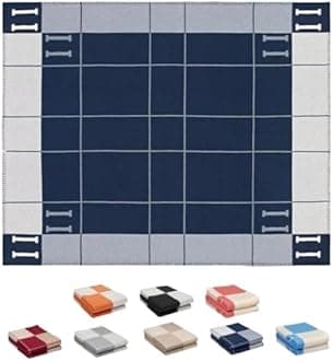 h Blanket Soft Throw Blanket Faux Fleece Cashmere Plaid Warm Shawl Thick Knitted Plush Cozy Comfy for Women Throw Blanket for Sofa Couch Bed Queen King Size 55x66 in (Navy Blue)