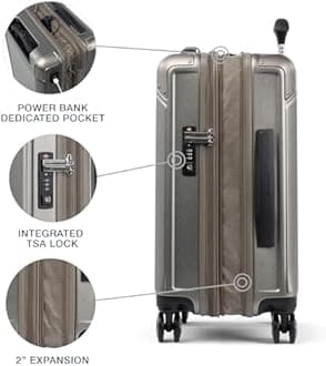 Travelpro Platinum Elite Hardside Expandable Spinner Wheel Luggage TSA Lock Hard Shell Polycarbonate Suitcase, Metallic Sand, Carry-on 21-Inch, Platinum Elite Hardside Expandable Spinner Wheel Luggage
