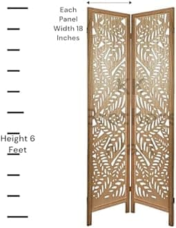 KK Brothers Mart Room Partition for Living Room | Wooden Screen Separator | Wooden Room Wall Divider | Hall Partition Furniture for | Bedroom | Office | Restaurant (2 Panel)