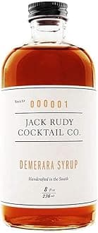Jack Rudy Demerara Cocktail Syrup (8 Oz) | Demerara Amber Sugar | Syrup For Cocktail, Coffee & Dessert Mixers |