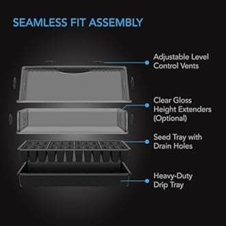 AC Infinity Large Humidity Dome, Heavy Duty Germination Kit with 3mm Thick Clear Dome, Heavy Duty Drip Tray, 6x12 Cell Seedling Tray, Vented Height Extension Panel for Seed Starting, Plant Cloning
