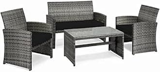 iSTYLE MODE BETTER HOME CHOICE 3 Pieces Replacement Cushions Set For Rattan Chairs Sofa Patio Garden Outdoor Furniture Water Resistant Patio Padding Lightweight and Durable (Black)