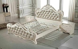 CLASSIC WOOD & CRAFT® Timeless King Size Bed Frame - High Headboard, Footboard, & Premium Teak Wood - Customizable Features, 203 cm x 193 cm No Mattress Included (Design-3)