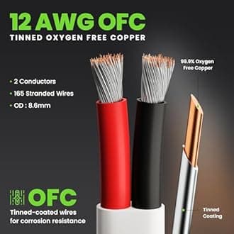 GEARit 12 Gauge Marine Wire, 12/2 AWG (20ft) Marine Grade Tinned Copper Oxygen Free, Duplex 2-Conductor Insulated Red & Black Electrical Cable for Boat, Automotive, RV, Camper, Trailer