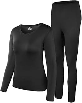 Thermal Underwear Women Ultra-Soft Set Base Layer Top & Bottom Long Johns with Fleece Lined Winter Warm