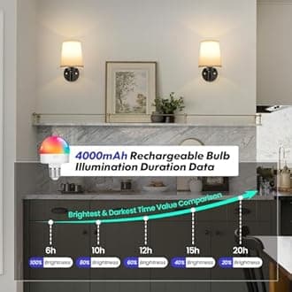 Smeike Battery Operated Wall Sconce Set of 2, Rechargeable Wall Lights with Remote, USB Charging, Wireless Sconce Wall Decor, RGB Color Dimmable Wall Lamp for Bedroom Living Room, Bulb Included, Black