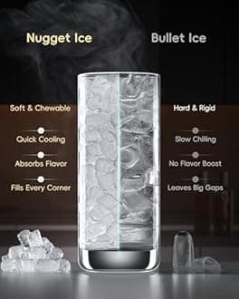 ecozy Nugget Ice Maker Countertop, Intuitive EcoScreen, 40lbs/24H Chewable Pebble Ice, 3lb Pull-Out Basket, Self-Cleaning, One-Touch Timer – Perfect for Home, Drinks & Cocktails
